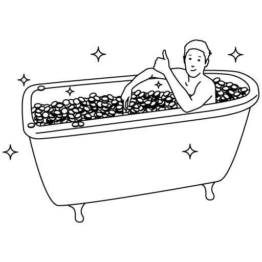 仮想通貨風呂（大儲け）のイラストサンプル