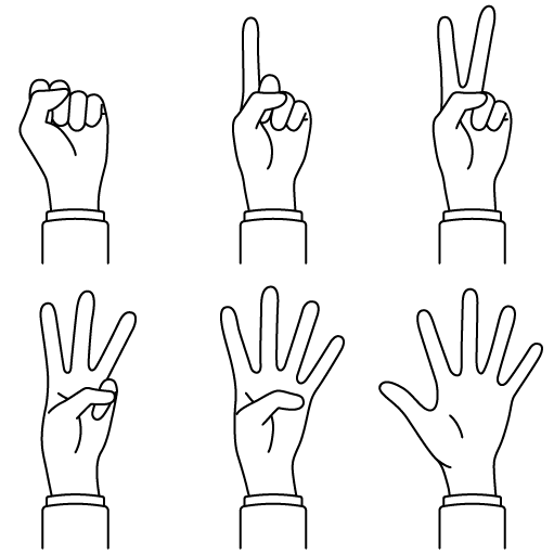 ノーマル数え指（0〜5）のイラストサンプル