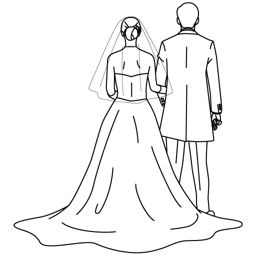 花嫁と花婿（新郎新婦）のイラストサンプル