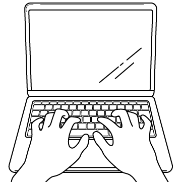 ノートPCと手/タイピングのサムネイル